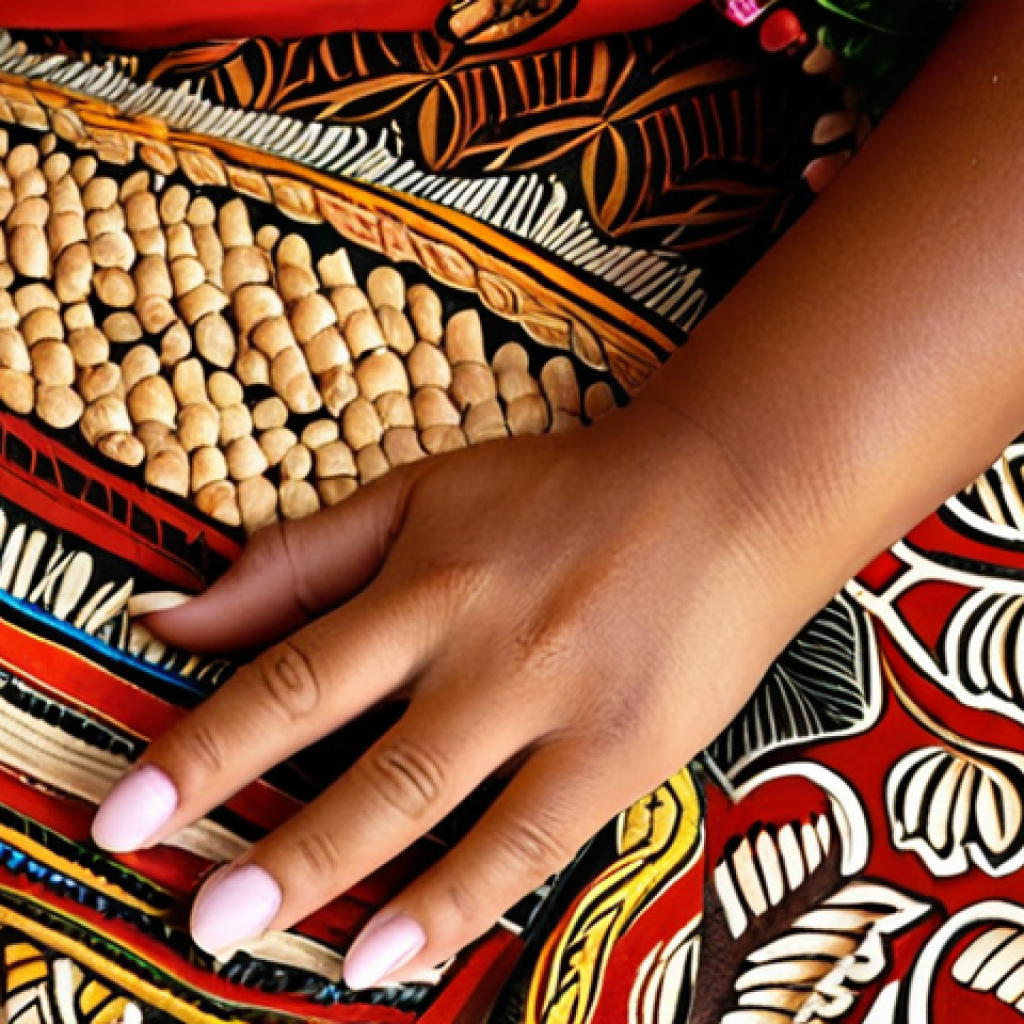 A breathtaking close-up of a Tongan bride, regally adorned in immense lengths of intricately patterned `tapa` (mulberry bark cloth). Her attire is complemented by finely woven `falehina` mats and vibrant, fragrant exotic flowers like frangipani and hibiscus. The setting is bright, capturing the rich texture of the tapa and the delicate beauty of the floral adornments, emphasizing a deep connection to ancestry and cultural heritage.