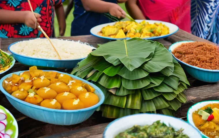 통가 헬라우 페스티벌 - **Prompt:** A group of Tongan men and women performing a traditional 'Lakakala' dance on an outdoor ...
