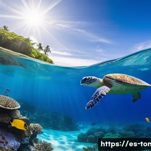 통가 주요 관광지 - A serene underwater scene in the crystal-clear waters of Tonga featuring a snorkeler wearing colorfu...