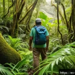 통가에서 유명한 자연 보호구역 - A vibrant tropical forest scene on Tongatapu island featuring endemic birds like the piha perched am...